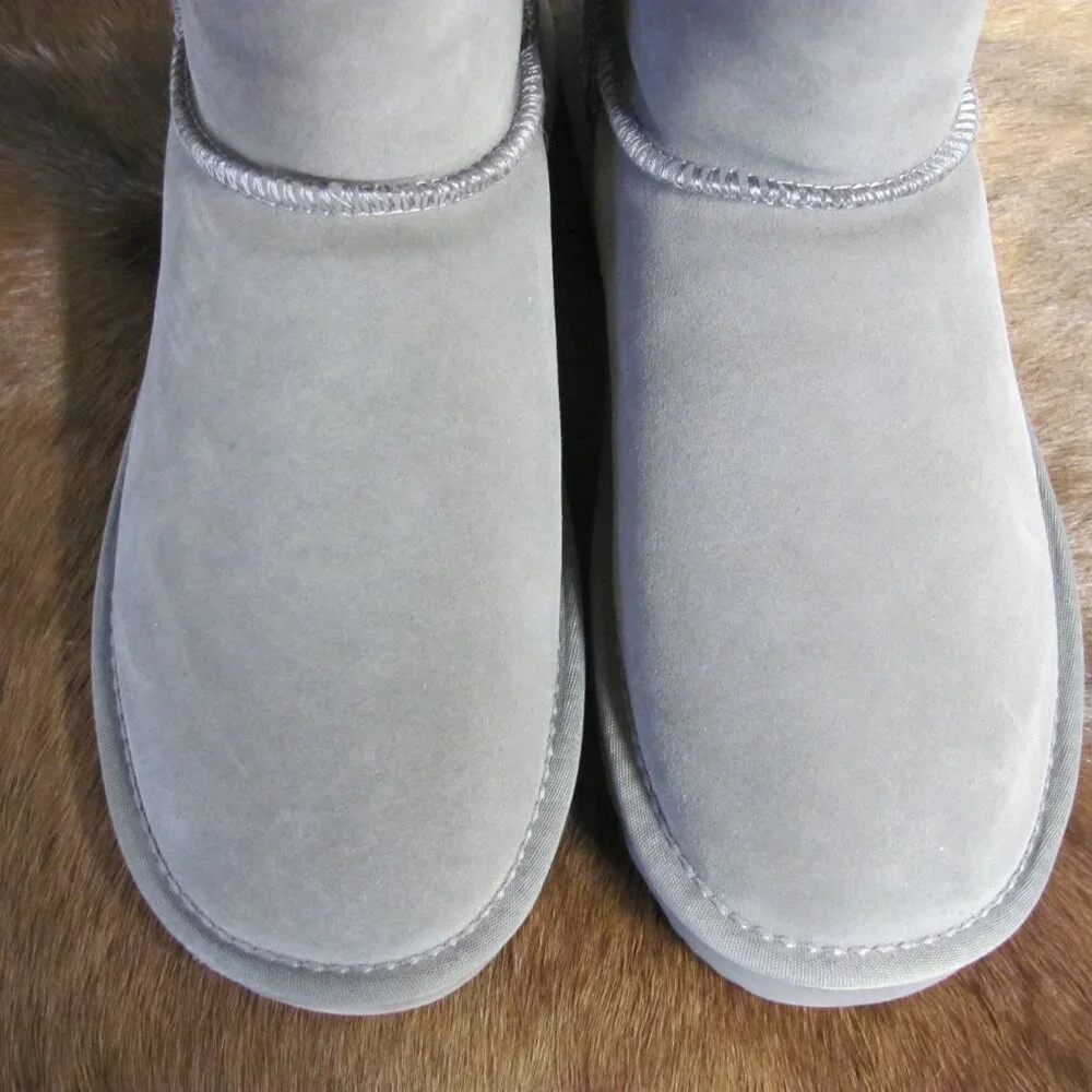 QUINCE WOMENS GREY AUSTRALIAN SHEARLING MID CALF BOOTS NIB